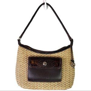 BRIGHTON Woven Shoulder Bag w/ Leather Trim
